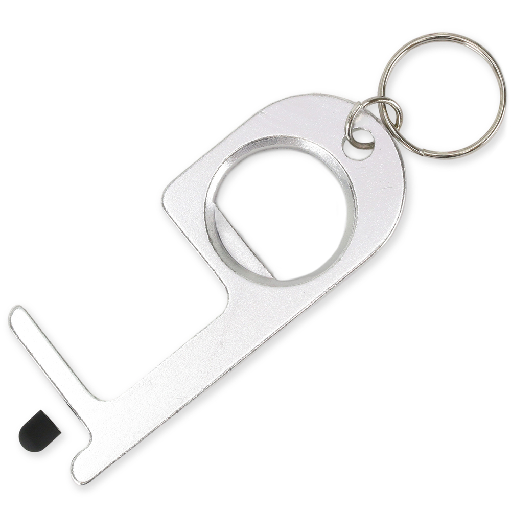 Metal Stamping Blanks No Touch Door Opener, Rounded Top, Bottle Opener, Stampable, 88mm, Aluminum, Silver